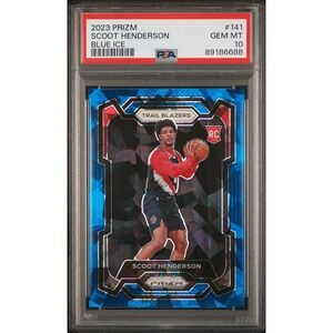 2023-24 Prizm Scoot Henderson Blue Ice /125 PSA 10 Gem Mint #141 Rookie Low pop